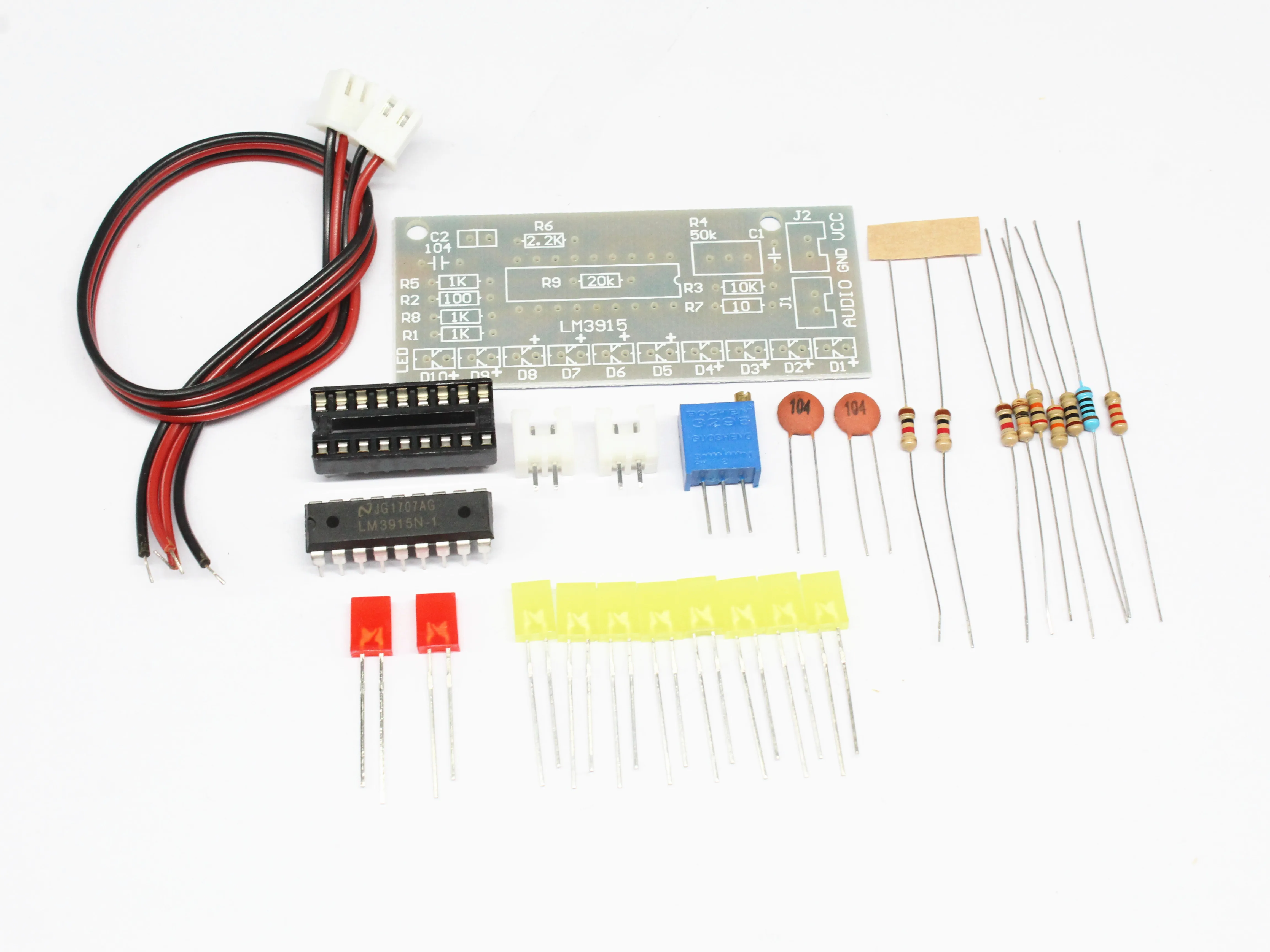 LM3915 10 LED Sound Audio Spectrum Analyzer Level Indicator Kit DIY Electoronics Soldering Practice Set