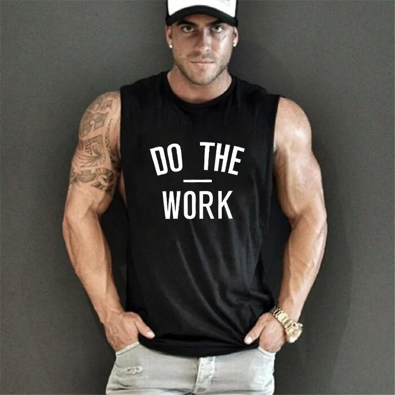 New Brand mens sleeveless shirts Do The Work Summer Cotton Men Tank Tops gyms Clothing Bodybuilding shirt Fitness tops