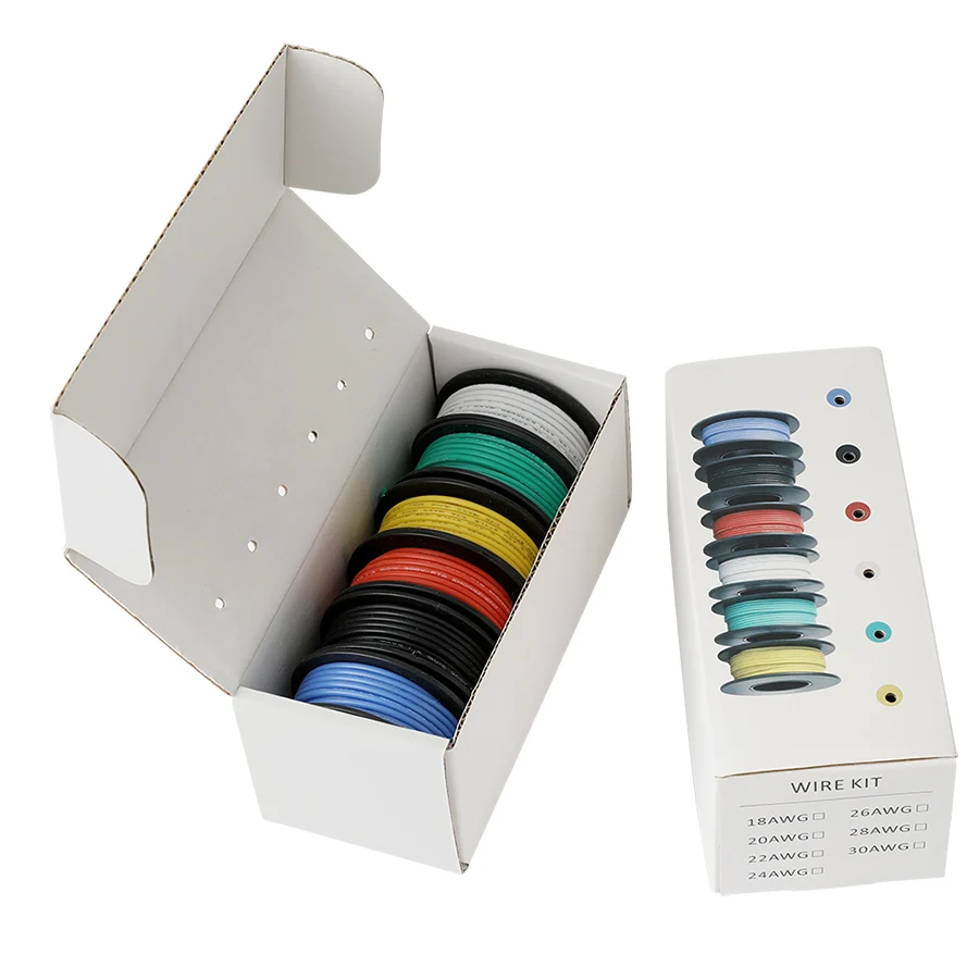 

26/24/22/18 AWG Flexible Silicone Stranded Wire Cable wires 6 color Mix package Electrical Wire Copper Line For DIY UL-3132 300V