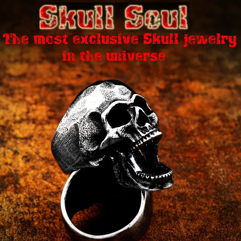 Beier Stainless steel punk Gold Color  skull soul leader can be moved three style Ring men Party fashion Retro jewelry BR8-592