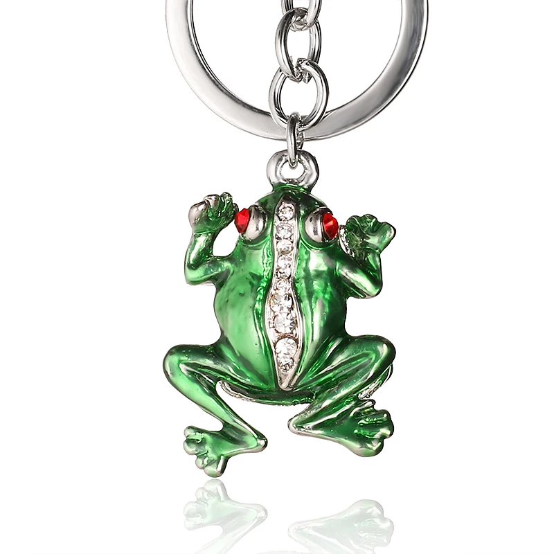 The frog car keyring cute rhinestone crystal key bag charm pendant chain Christmas presents new fashion ysk080 free shipping