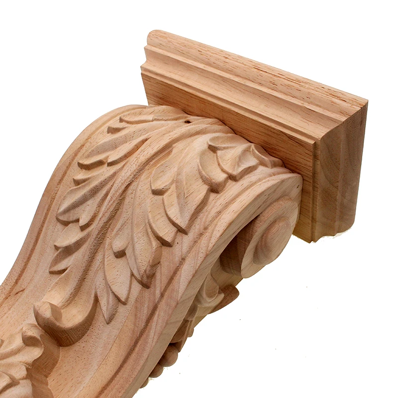 VZLX Vintage Plant Wood Carved Corner Applique Decorate Frame Cabinet Fireplace Door Furniture Decorative Wooden Figurines