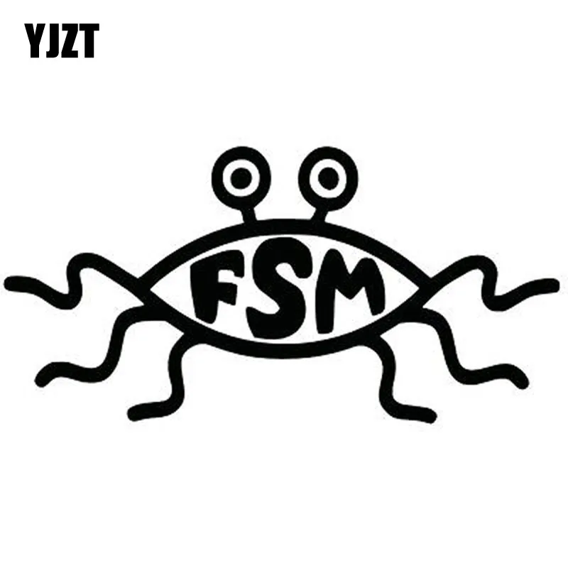 YJZT 13.3X6.6CM FSM Flying Spaghetti Monster Funny Car Stickers Vinyl Decal Black/Silver S8-0303