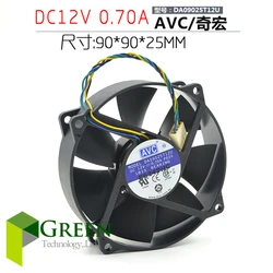 The original AVC DA09025T12U 9025 90MM 90*90*25mm  Circular Fan  For 775 CPU Cooling Fan 12V  0.7A  with PWM 4pin
