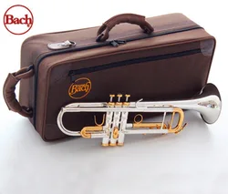 New Bach LT180S-72 Bb Trumpet Instruments Surface Golden Silver Plated Brass Bb Trompeta Professional Musical Instrument