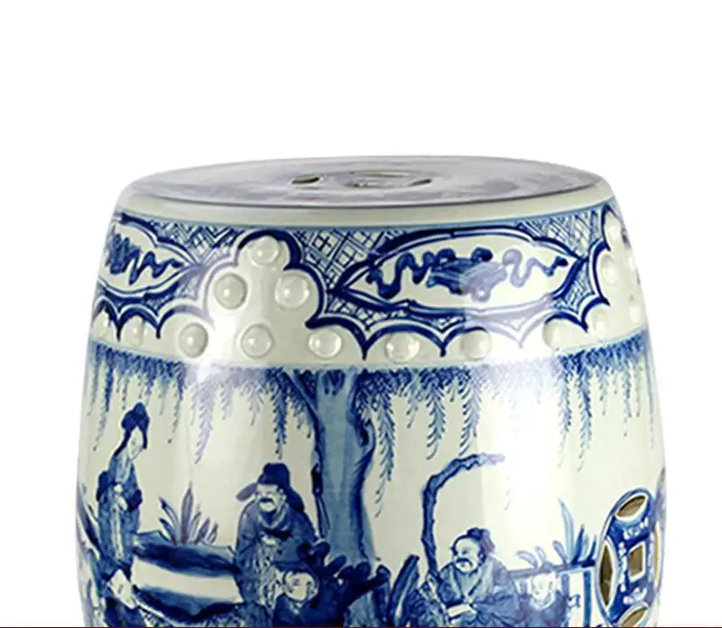 Jingdezhen Ceramic stool Chinese Hand Painted Blue And White Figure Drum Toilet home decoration Porcelain ceramic Stool