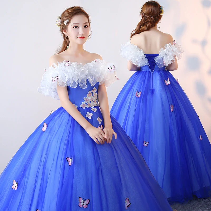 freeship ruffled slash collar butterfly medieval dress Renaissance Gown queen Victorian/Marie Antoinette/ball gown Belle Ball