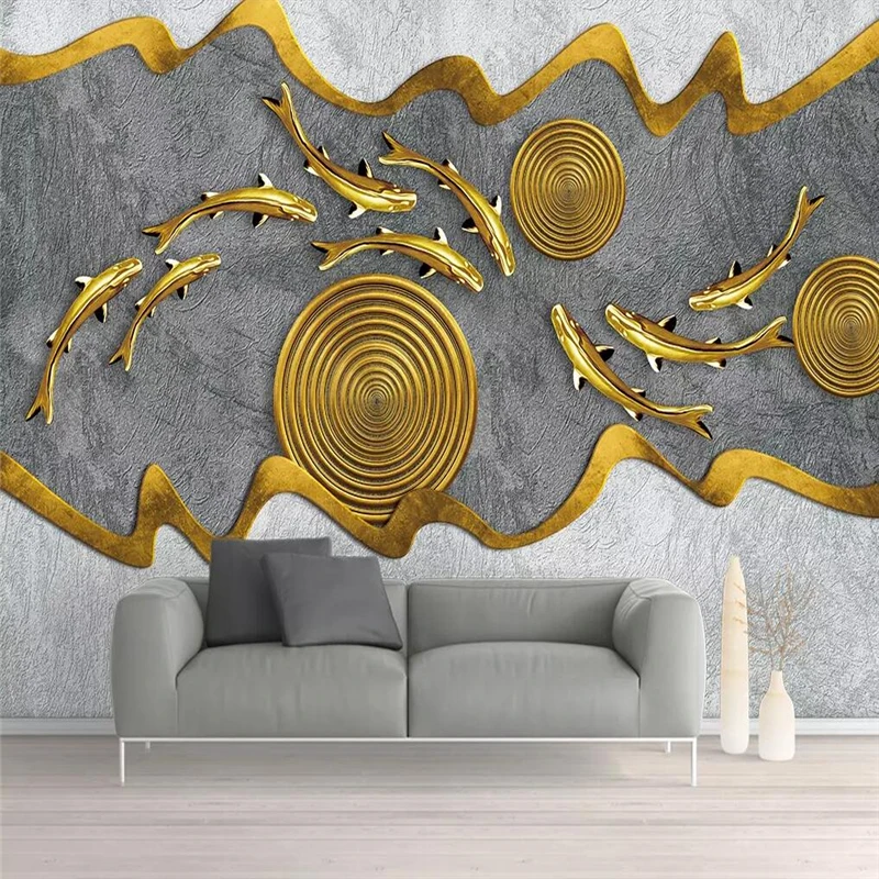 

Decorative wallpaper 3D gold foil gold iron art abstract background wall painting