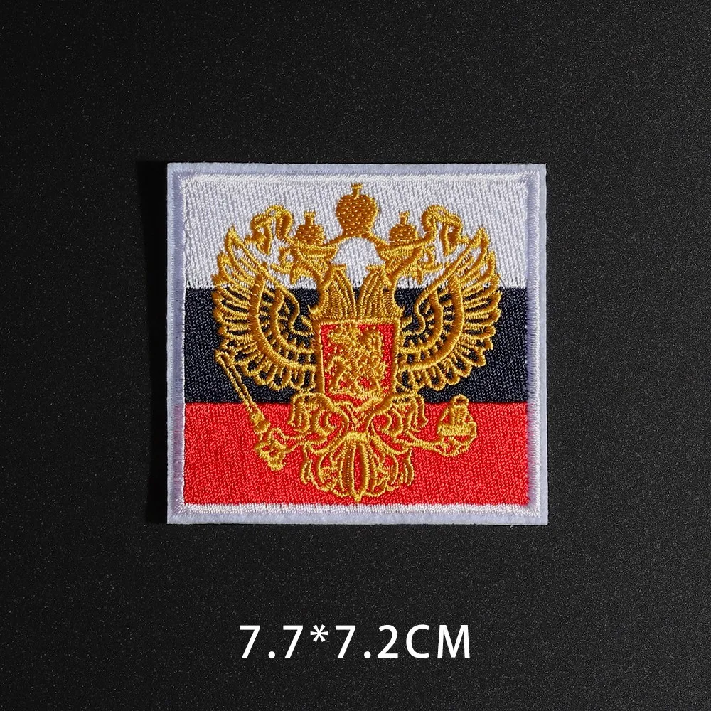 Fine Embroidery Russia Flags Patches for Jacket Back Vest Motorcycle Biker Russia National Emblem Double-eaded Eagle Badges