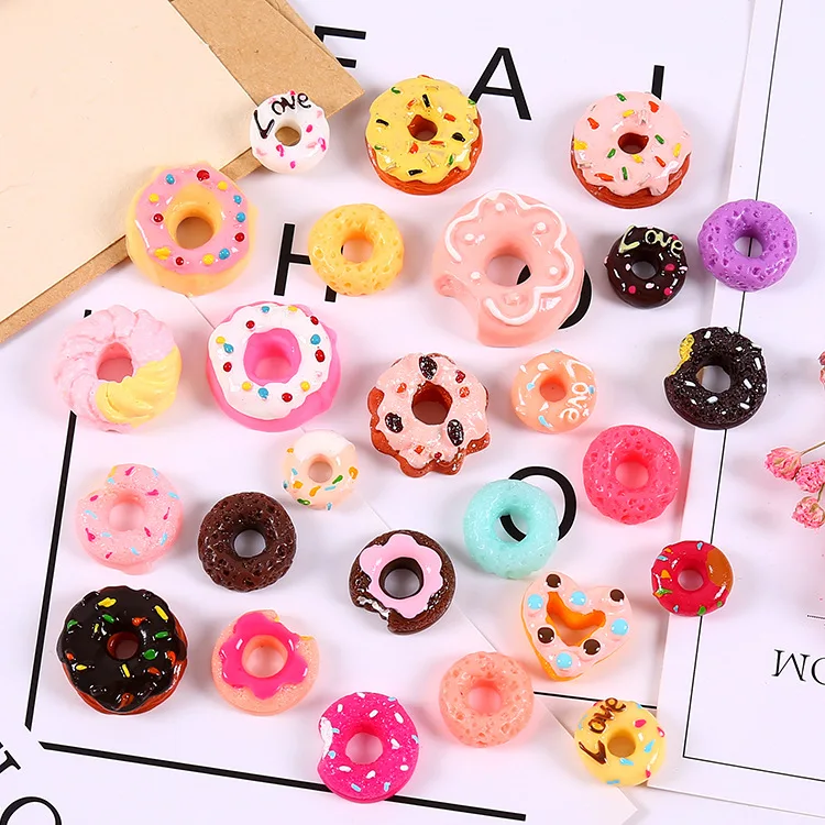 1:24 10 sztuk domowe rzemiosło akcesoria do domku dla lalek miniaturowe Mini cukierki Donut Doll Food Play Decor kuchnia zabawki