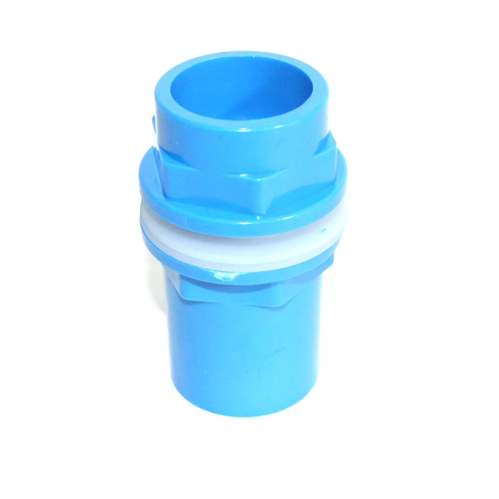 NuoNuoWell 20/25/32/40mm Blue BulkHead Aquarium Marine Pipe Fitting Connector Waterproof PVC Connector Water Tank Outlet