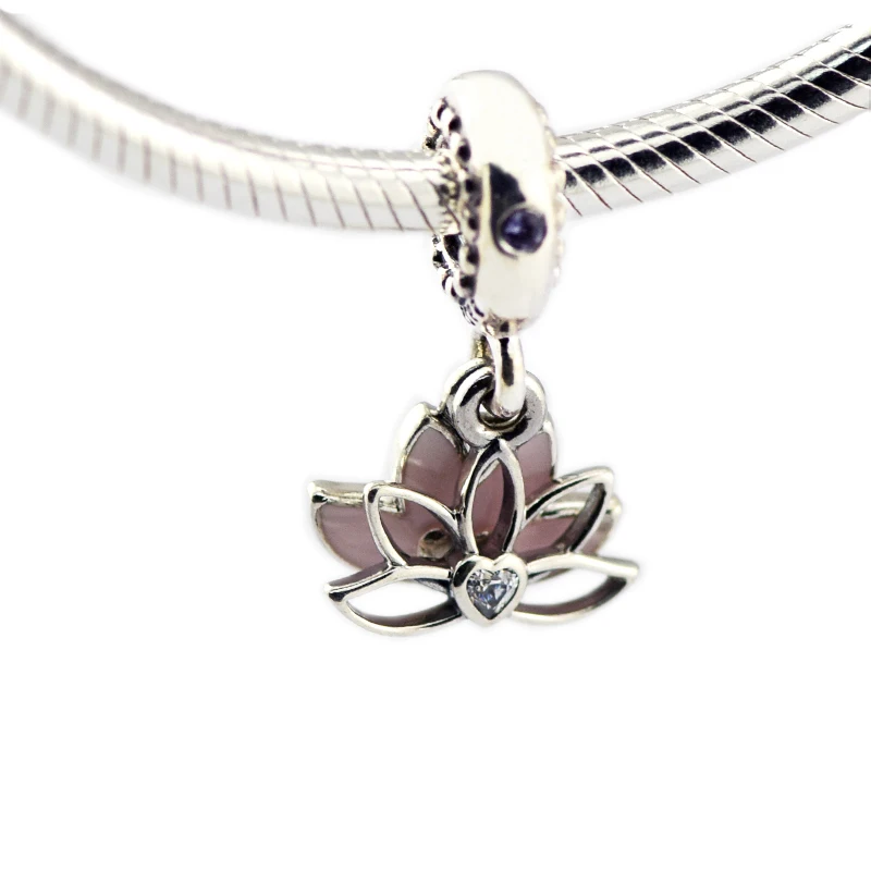 

Fashion Woman DIY Jewelry Serene Lotus Flower Hanging Charm Beads For Jewelry Making Fits Sterling Silver Bracelets