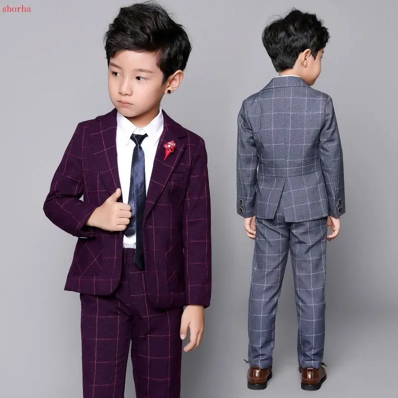 

Autumn Winter New fashion high quality child suit Corduroy boy clothes Slim wedding suits for boys red and blue gray 5T-12T