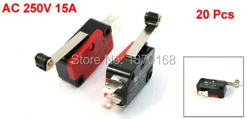 20 Pcs V-156-1C25  Mini Limit Switch mikro, Panjang rol tuas Arm SPDT Snap tindakan