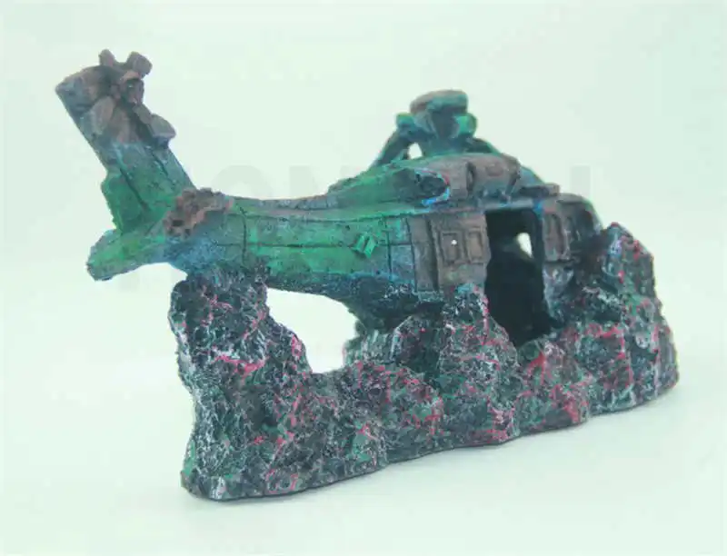 Combat Helicopter War Resin Landscape Plane Remains Wreckage for Aquarium Tank Decoration