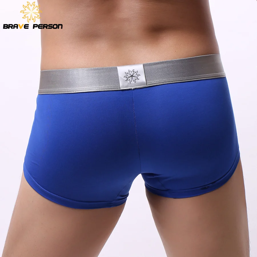 BRAVE PERSON Men\'s Solid Color Underwear Male Boxer Shorts Cotton Underpants Fashion Sexy Boxers for Men