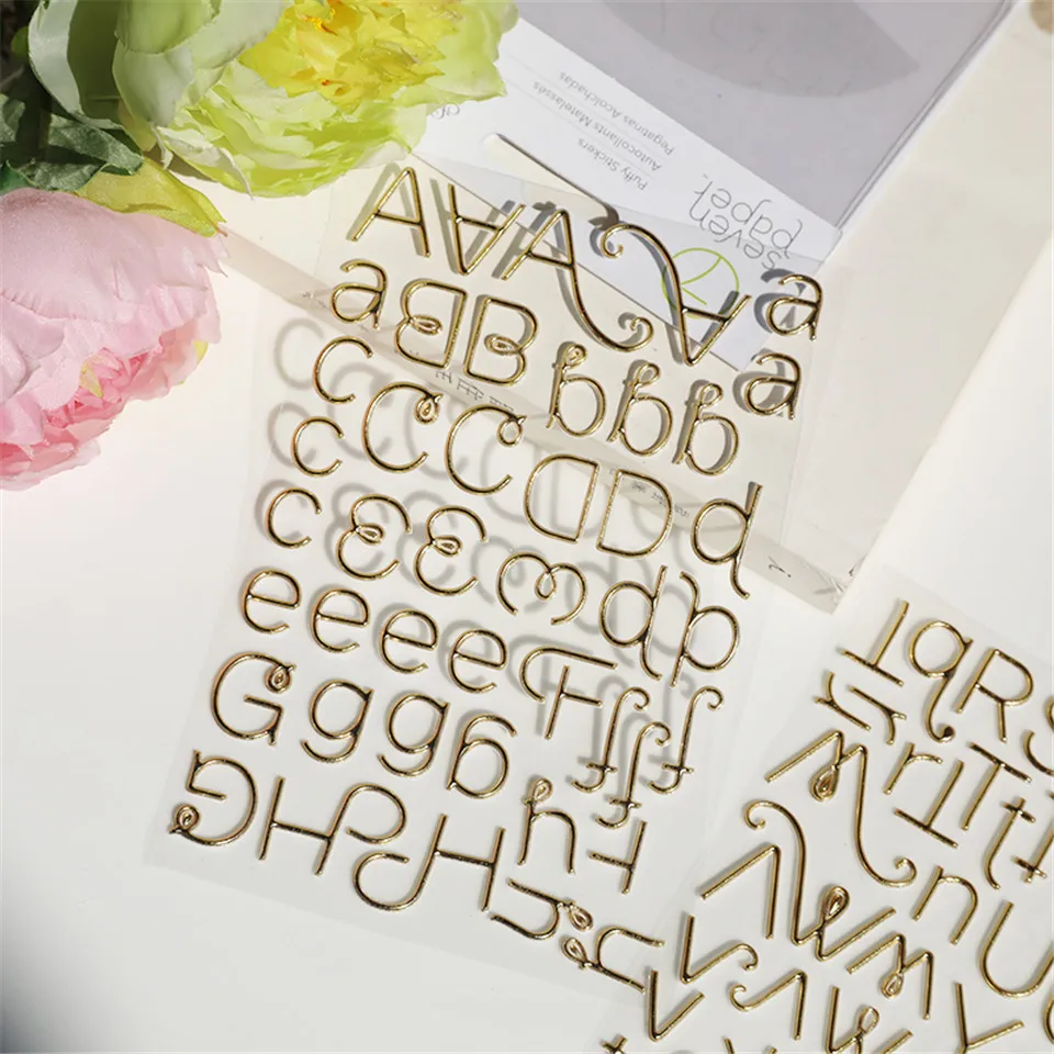 High Quality Gold 3D Letter Stickers Kits Die Cut For DIY Scrapbooking Junk Journal TN Planner Paper Sticker Card Making S053