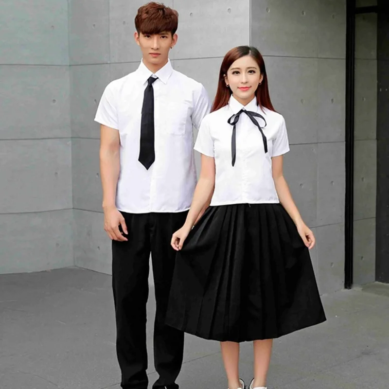 Girls Japanese School Uniform Male Female Summer School Wear Students Short Sleeved Couple Costumes School Uniform  D-0202