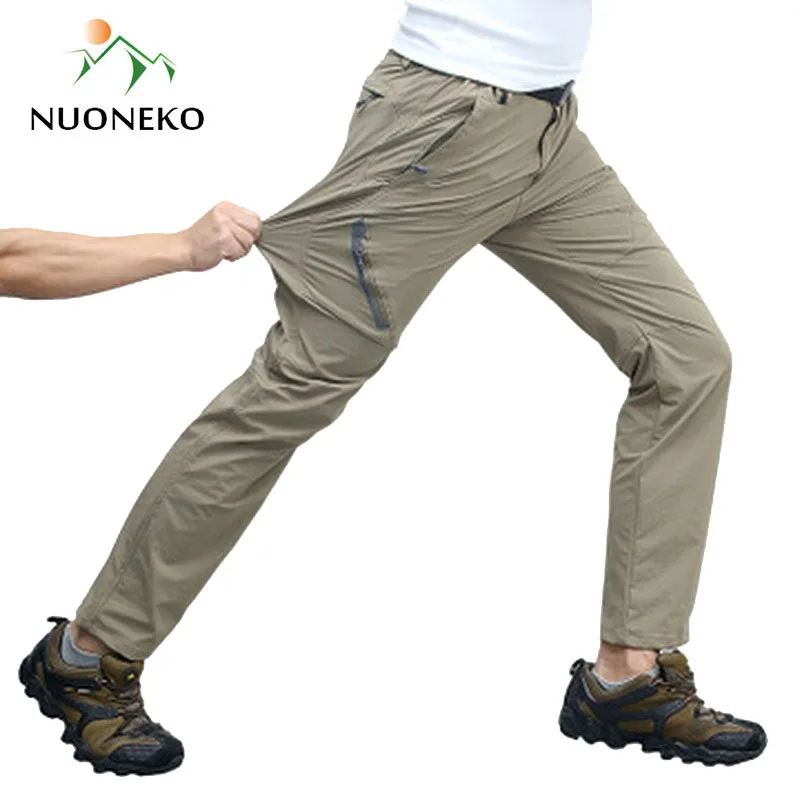 NUONEKO Stretch spodnie do wędrówek pieszych męskie sporty outdoorowe oddychające górskie Trekking wędkarstwo kolarstwo wodoodporne szybkie suche spodnie PN12