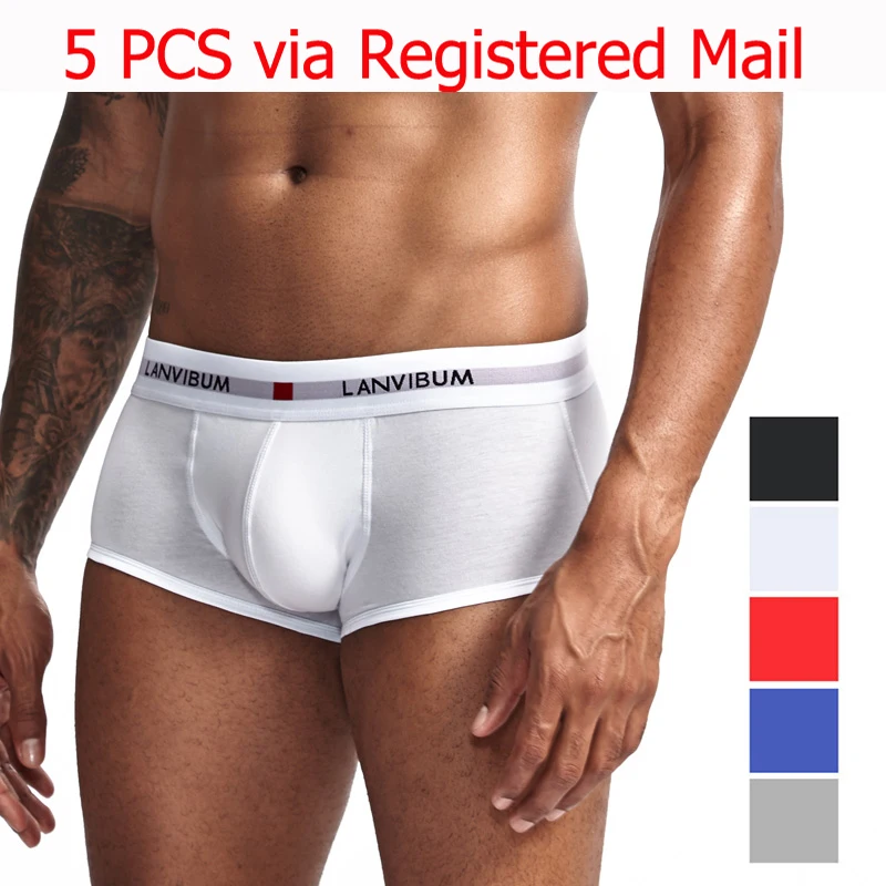 

5 PCS High Quality men underwear Cotton Boxers Male shorts Soft Comfor underpants Slip solid Mens boxer Sexy homewear panties