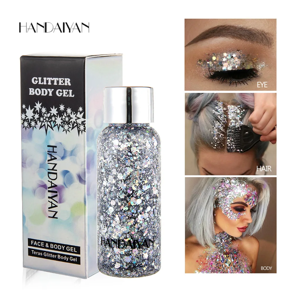 HANDAIYAN 8 Colors Glitter Shiny body Painting Gel Cream Face Glitter Body Art Eye Shadow Festival Party Eye Makeup Cream TSLM1