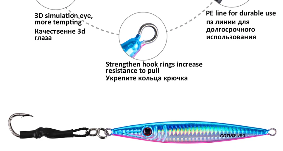 Goture Metalllöffel-Angelköder, 80 g, 100 g, 150 g, vertikale Blei-Jig-Jigging-Köder, Angel-Wobbler für Seebarsch, Big Game Sinking-Köder – Detail 6