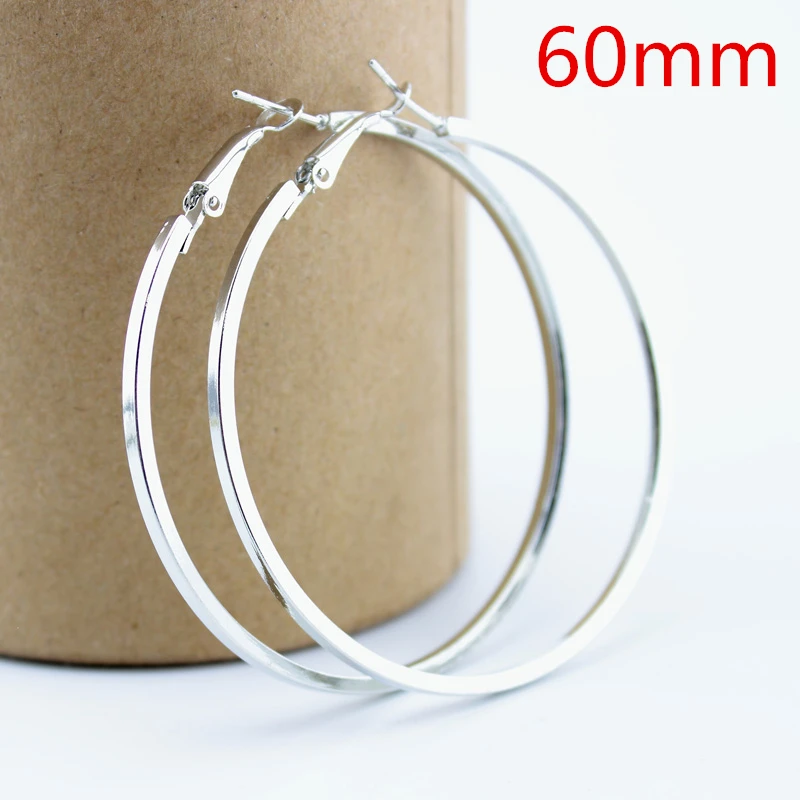 Fashion Gold/ Silver Plated 40 50 60mm Simple Big Circle Hoop Earring for Women Jewelry