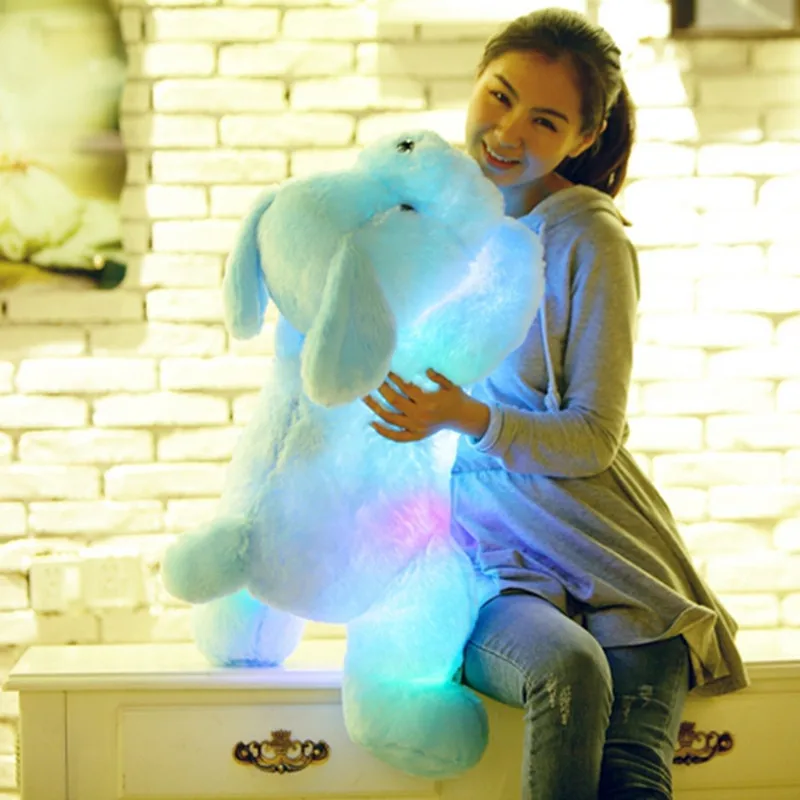 Kawaii Creative Night Light LED Lovely Dog Stuffed Toy and Plush Toys Doll Best Birthday Christmas Gift for Kids Children Friend