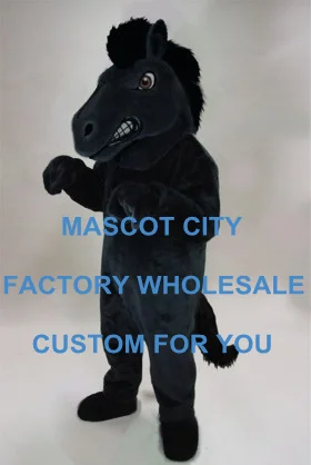 

Black Fierce Stallion Mascot Costume Adult Size Halloween Festival Party Theme Mascotte Outfit Fit Suit Fancy Dress SW931