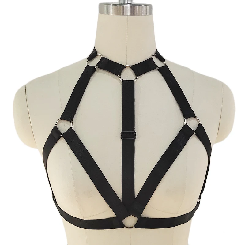 

Black Cage Bra Sexy Elastic Body Harness Belt Adjustable Crop Top Lingerie Bondage Open Chest Body Cage Harness