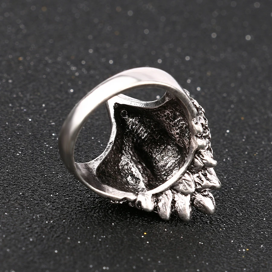 Hot Punk Animal Ring New Fashion Eagle Head Silver Color Vintage Jewelry Inlay Black Crystal Rings For Man Wholesale Jewelry