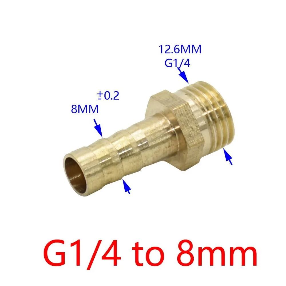 Brass Pipe Fitting 4mm 6mm 8mm 10mm 12mm Hose Barb Connector 1/8