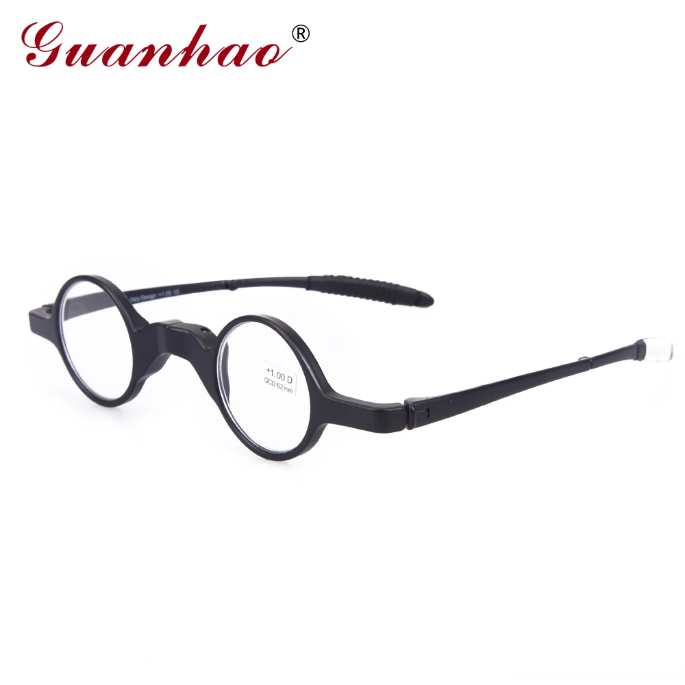 

Guanhao Vintage Reading Glasses Foldable Men Women TR90 Frame Slim Ultralight Anti Fatigue Reading Eyeglasses 1.0 1.5 2.0 2.5