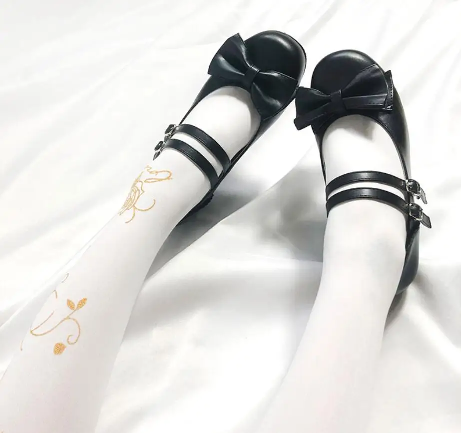 Strik Prinses Kawaii Meisje Vrouwen Schoenen Cos Jk Uniform 3 Kleuren Pu Lolita Schoenen Schattige Ronde Hoofd Student Mooie Loli schoenen