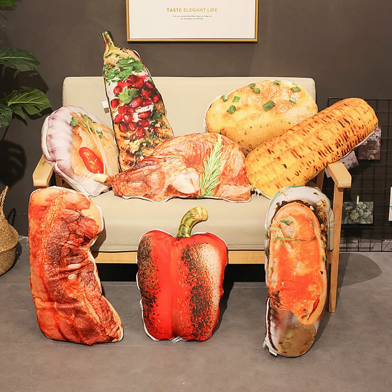 145X95cm Simulation Multi-Function Barbecue Food Pillow Air Conditioner Summer Cool Plush Toy Waist Office Nap Cushions