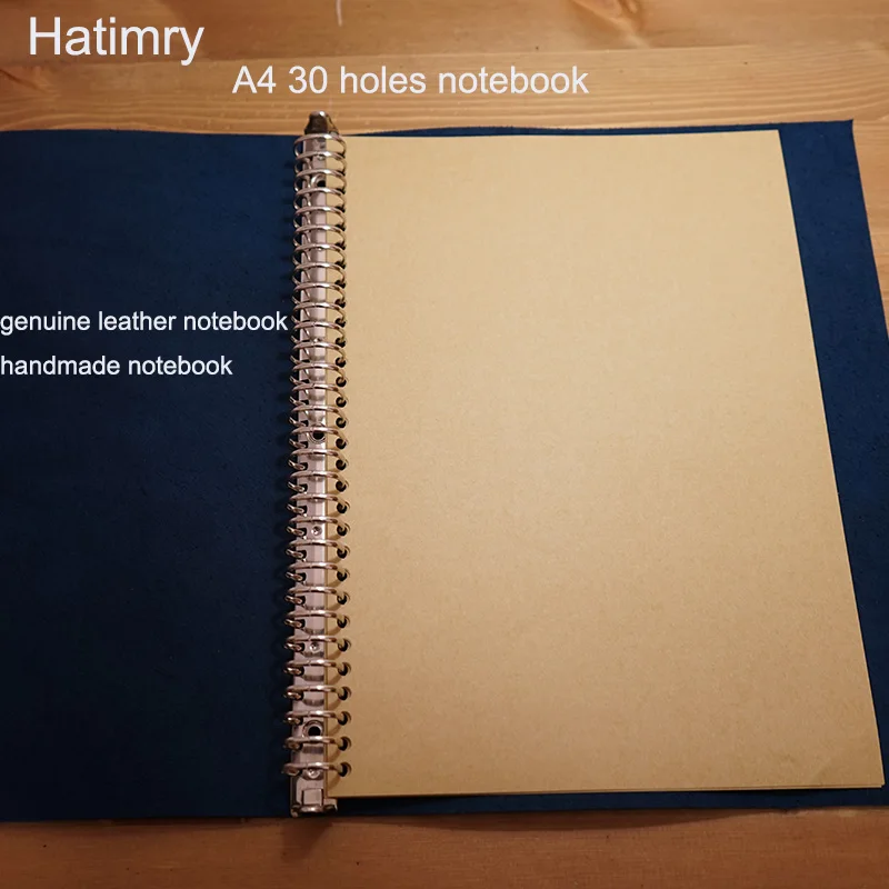 Hatimry genuine leather travelers notebook A4 big size 30 holes notebook name bussiness sketch books school supplies