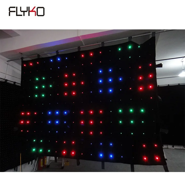 Flyko factory price P18cm 2*4m flashlight soft display full color led video curtain bar wall