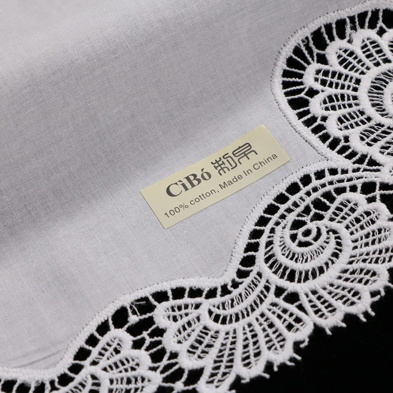 A003: White premium cotton lace handkerchiefs 10 piece/pack blank crochet hankies for women/ladies wedding gift