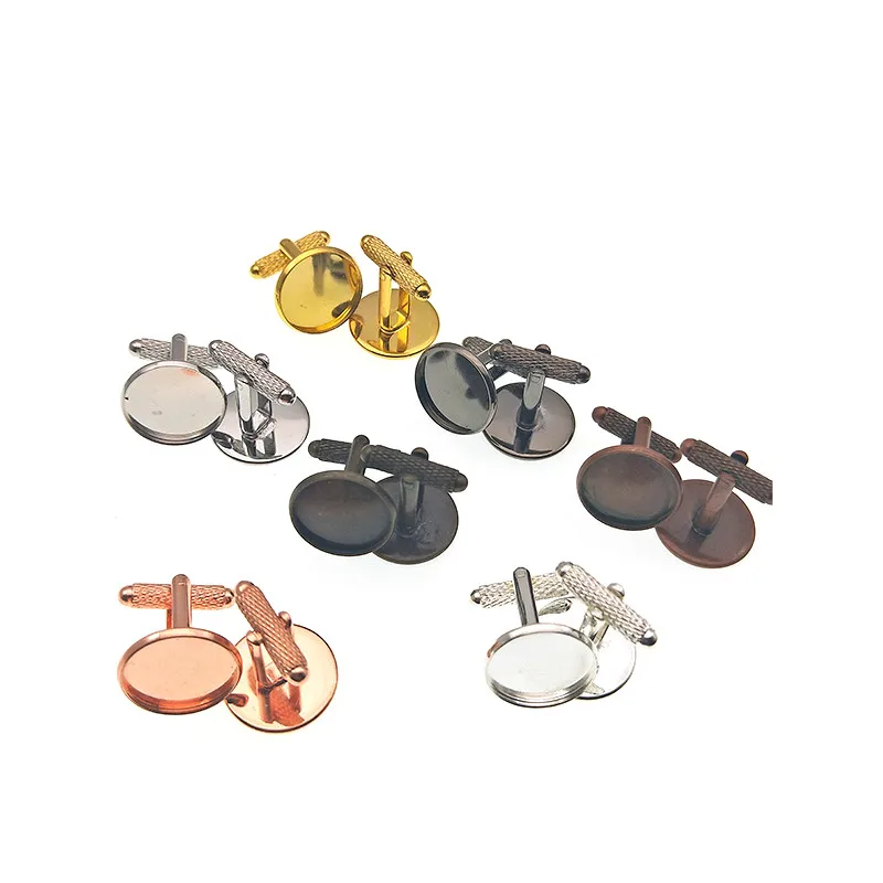 10pcs 12/14/16/18/20mm Copper Round Cufflink Cabochon Base French Cufflinks Blank Setting Base For DIY Clothes Jewelry Making