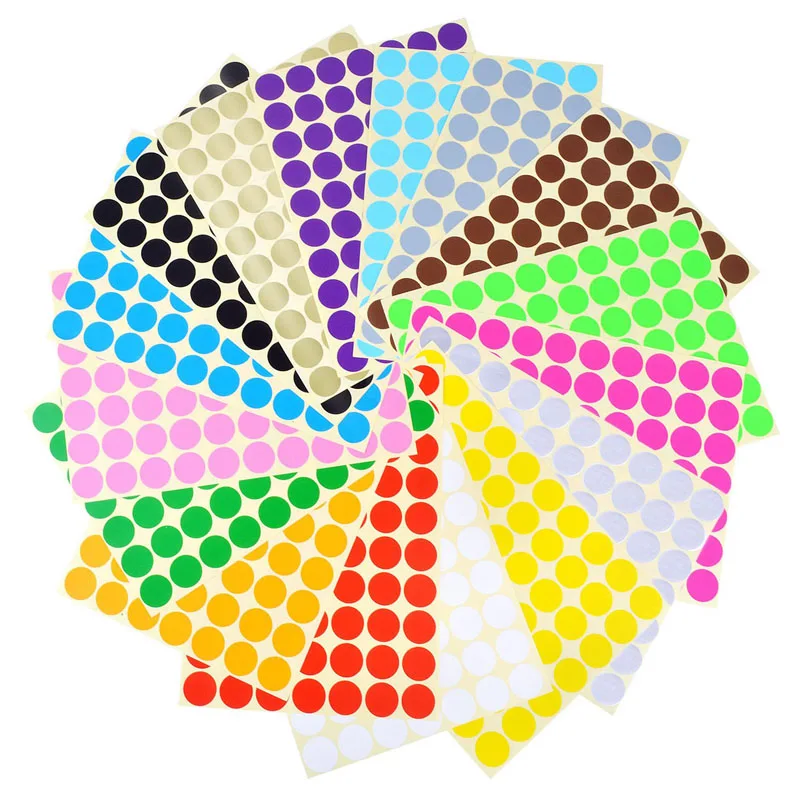 6/8/10/13/19/25mm  Colorful Empty Papers Sticker for Glass Essential Oil Bottle Cap Lid Labels Blank Round Circles Stickers