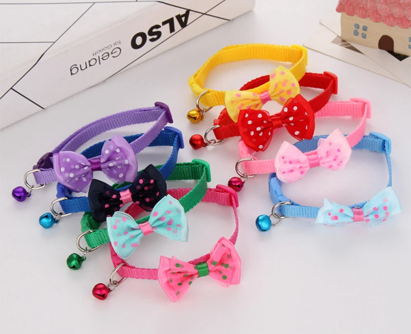 500pcs/lot pet dog collar bow bell collar collar multicolor cat collar pet supplies wholesale