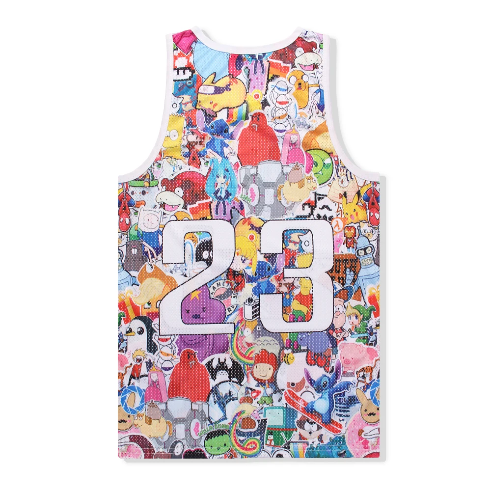 SzBlaZe Brands  Casual Unisex Anime Print Tank Tops Breathable Summer Cartoon Print Mens Muscle Shirt Street workout vest