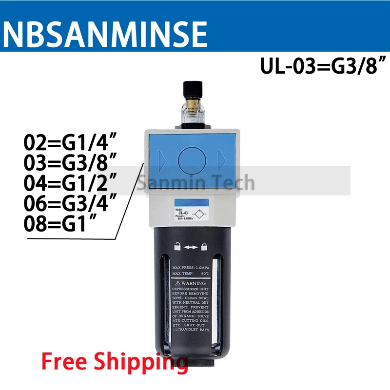 Air Preparation Units 1/4 3/8 1/2 3/4 1 UL / L Pneumatic oil Lubricator FRL units SHAKO Type One Units 0.15-0.85Mpa NBSANMINSE