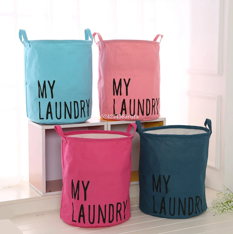 10pcs Cotton Linen Laundry Basket Foldable Dirty Clothes Sundries Storage Bin Storage Hamper Baby Kids Room Toys Organizer