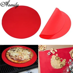 Aomily Round Silicone Baking Mat 30cm Oven Cookie Pizza Sheet Microwave Cooking Pastry Tray Heat Resistance Mat Kitchen Bakeware