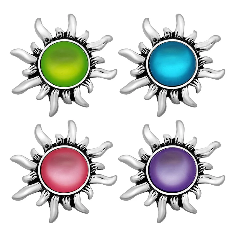 KZ3242 New Beauty Flower Sun colorful stone 18MM snap buttons for snap jewelry wholesale