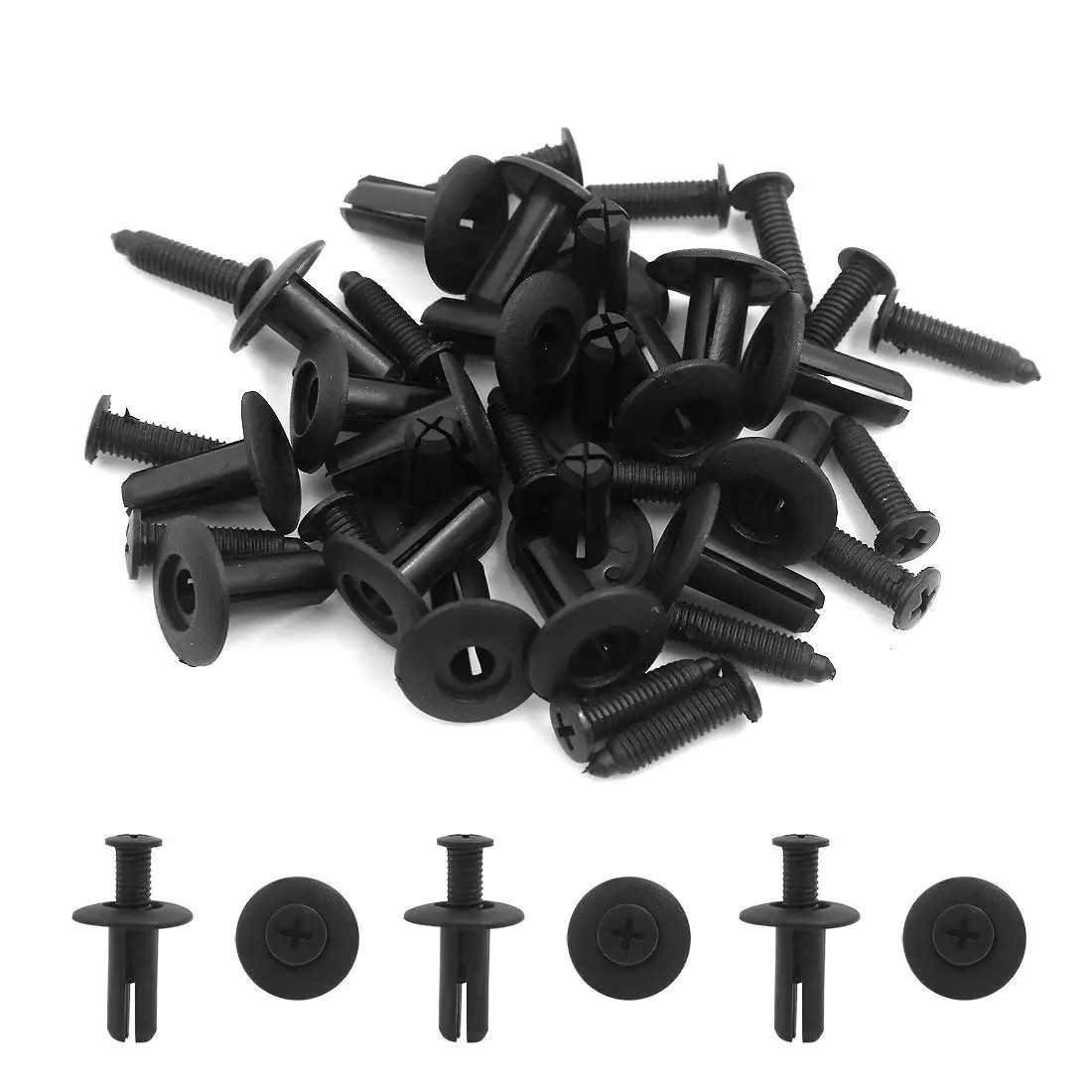 Uxcell 20Pcs 50 Stuks 100 Stuks 8Mm X 20Mm X 20Mm Plastic Bumper Fender Klinknagels Fastener uitbreiding Push Pin Clips Zwart Voor Car Auto