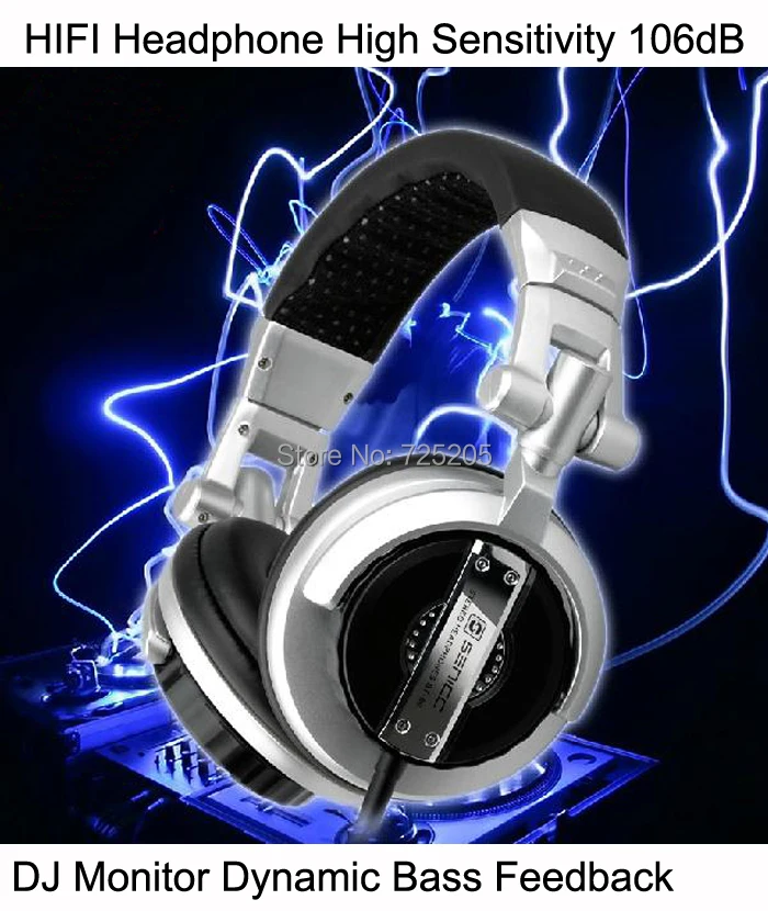 HIFI Headphone Headset  Impedance 32 ohms DJ Earphone 106dB Cable length 2.5m 3.5mm Audio Input 6.5mm Adaptor