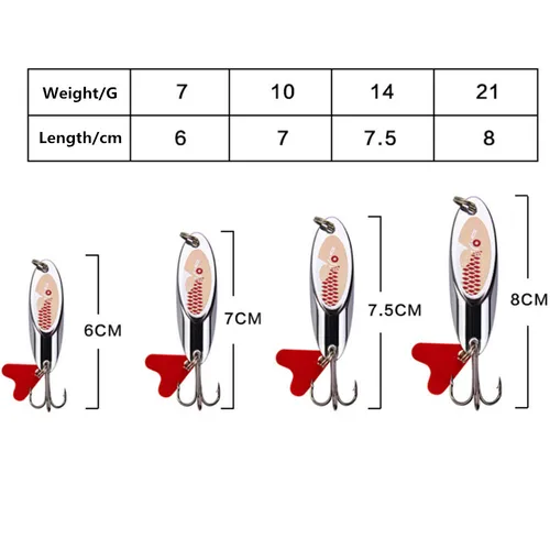 Imagen 2 del producto 1 Uds 7g 10g 14g 21g cebo duro de Pesca cuchara biselada de Metal señuelo cebos de lubina señuelo de Pesca de plata anzuelo triple Pesca