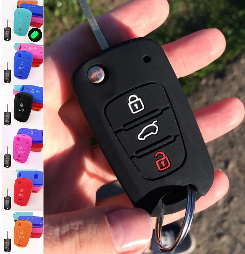 Silicone Key Cover Fit For Hyundai Solaris I20 I30 I35 Ix20 Ix35 For Kia Rio K2 K3 K5 Sportage Ceed Sorento Picanto Remote Case